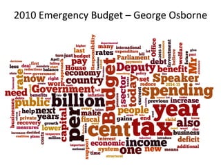 2010 Emergency Budget – George Osborne 