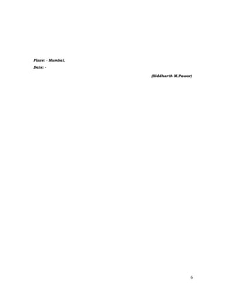 Place: - Mumbai.
Date: -
(Siddharth M.Pawar)
6
 