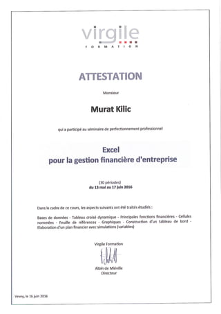Attestation Excel Corporate