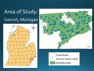 Food Deserts
²· Full Line Grocery Stores
DetroitBoundary
 