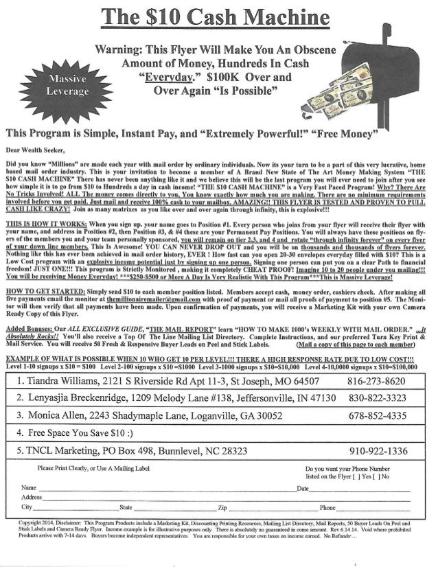 10 cashmachine millionaire mailer