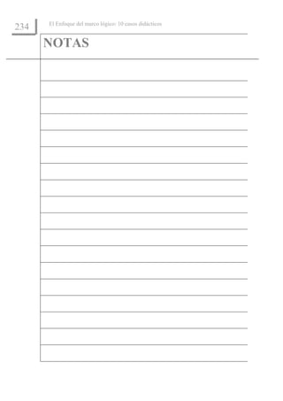 El Enfoque del marco lógico: 10 casos didácticos
234
      NOTAS
 