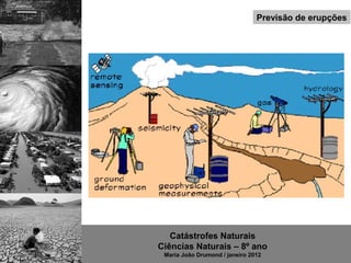 Previsão de erupções




   Catástrofes Naturais
Ciências Naturais – 8º ano
 Maria João Drumond / janeiro 2012
 