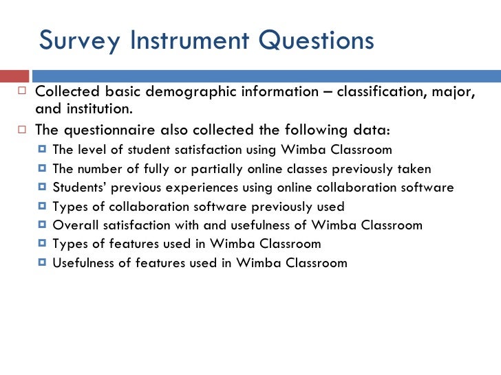 features technical problems and technical support in wimba classroom tech support survey questions
