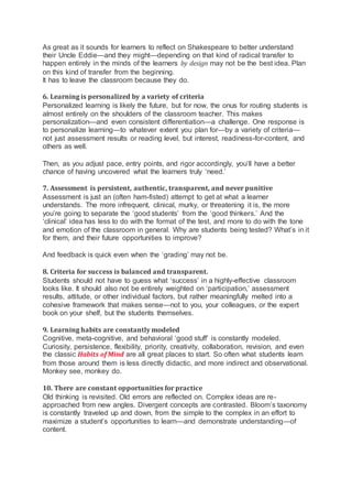 10 characteristics of a highly effective learning environment | PDF
