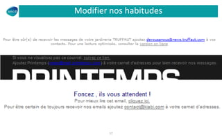 Modifier nos habitudes




        17
 