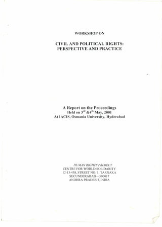 Workshop on Civil And Political Rights: Perspective And Pratice