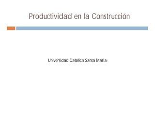 Productividad en la Construcción

Universidad Católica Santa Maria

 
