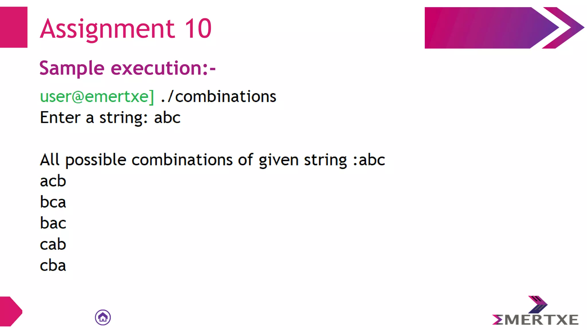 Assignment 10
Sample execution:-
 