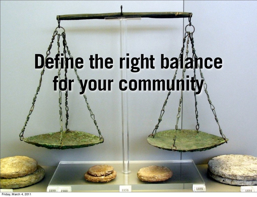 Define the right balance for
