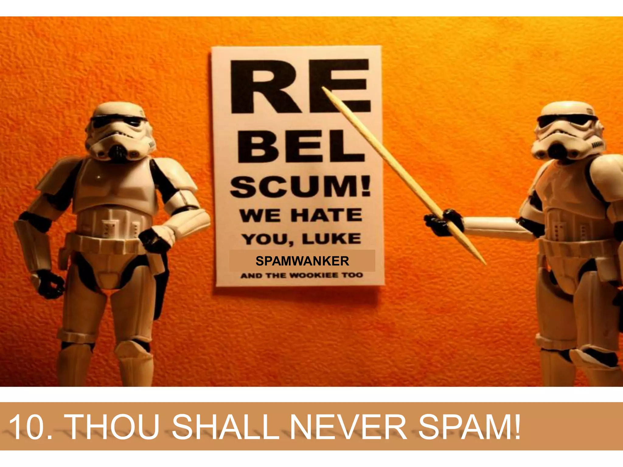 SPAMWANKER
10. THOU SHALL NEVER SPAM!
 