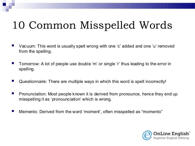 10 Common Misspelled Words