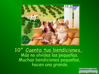 10°10° CuentaCuenta tus bendicionestus bendiciones..
Más no olvides las pequeñas.
Muchas bendiciones pequeñas,
hacen una grande.
 