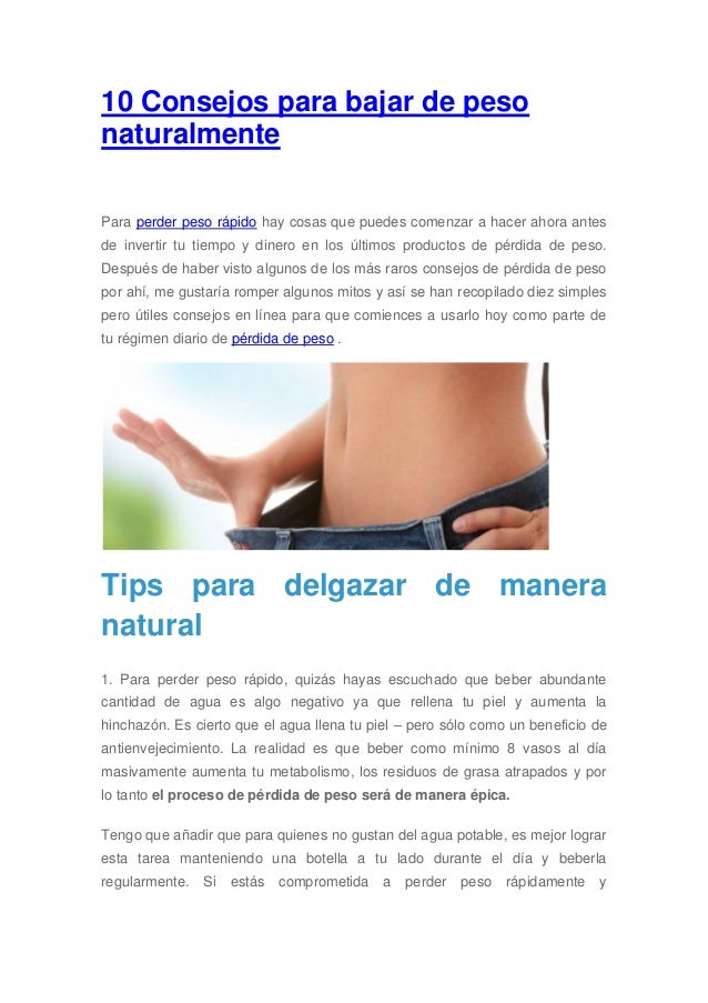 Consejos para bajar de peso rapidamente