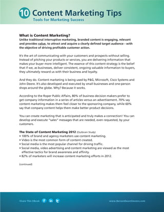 (Page 2)




10 Visual Content Marketing Tips
1. Make a commitment
Don’t miss opportunities to connect with existing and p...