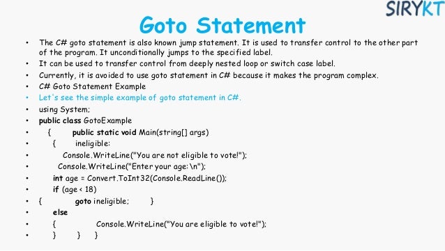 10control statement in c#