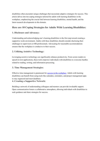 10 Coping Strategies for Adults With Learning Disabilities in the ...