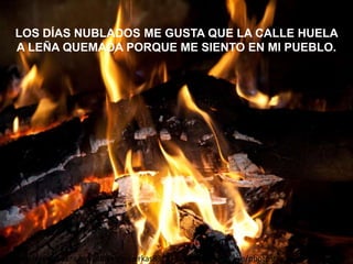 LOS DÍAS NUBLADOS ME GUSTA QUE LA CALLE HUELA
 A LEÑA QUEMADA PORQUE ME SIENTO EN MI PUEBLO.




http://www.flickr.com/photos/superkas83/3317659969/sizes/l/in/photostream/
 