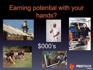 Earning potential with your
hands?
$000’s
 