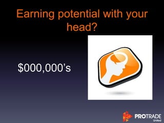 Earning potential with your
head?
$000,000’s
 