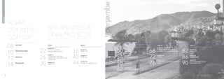 4 5
contents
AREA I
22
project 7
STRONGER TOGETHER:
EMBRACING CONNCECTION &
COMMUNITY
26
AREA II
project 3
SMART CITY
36
project 15
THE RISE OF SERVICE CITY
44
project 11
FLOW CITY
40
FORM,
CONTENT,
CONTEXT
SITEANALYSES&
FINALPROJECTS
HOUSING
08
TRANSPORTATION
10
WORKING
12
RECREATION
14
project 5
YOUTH IN ACTION
FUTURE SATISFACTION
project 13
FREE-CITY
30
perşembe
vision | 1:1000 plan | 1:2000 model
AREA III
project 4
RESILIENT CITY
50
project 14
CITTASLOW
58
AREA IV
project 8
MYTHOLOGICAL CITY
54
project 16
CAR-FREE & FOOD CITY
62
project 10
CO-CITY
72
project 6
CONNECTED BY WELLNESS:
SHAPING THE FUTURE PERŞEMBE
76
68
project 12
HYBRID CITY - SCHRÖDINGER’S CAT
VOL.2
AREA V
project 1
AQUA CITY
82
90
project 2
SACRED CITY
86 project 9
SELF-SUSTAINING & SELF-
SUFFICIENT CITY
Photograph: Ayşegül Sarı
 