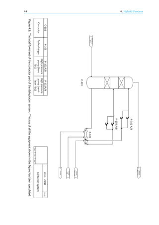 44 4. Hybrid Process
Figure4.1:Thetotalflowsheetofthecontactorpartofthedehydrationsystem.Thesizeofalltheequipmentshowninthefigurehasbeencalculated.
 