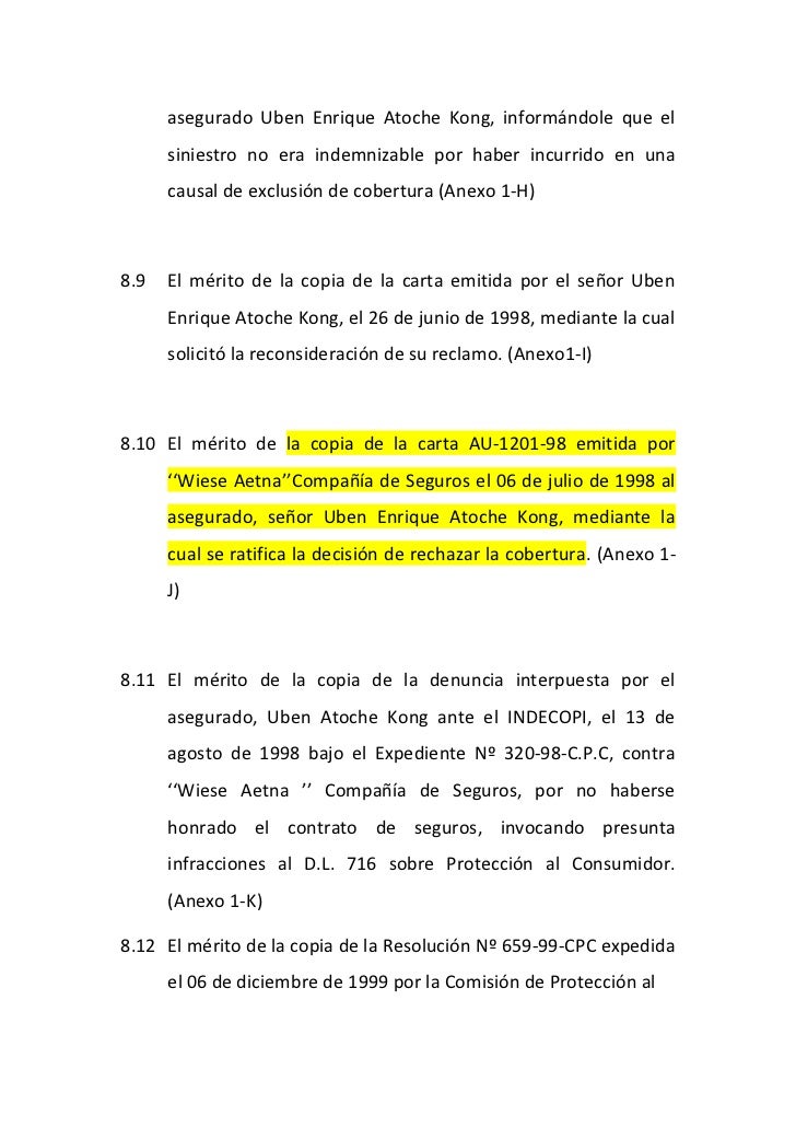 Carta de reconsideracion al seguro por siniestro Carta de reconsideracion al seguro por siniestro