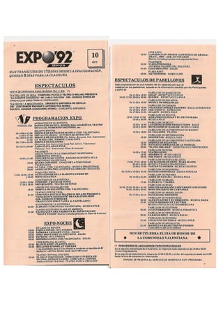 Programa del 10 de octubre de EXPO 92