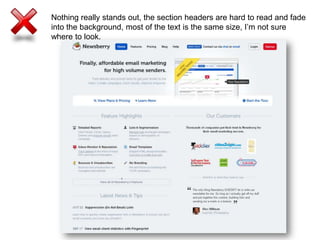 Nothing really stands out, the section headers are hard to read and fade into the background, most of the text is the same size, I’m not sure where to look.