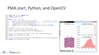 PMA.start, Python, and OpenCV
 
