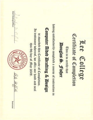 Computer Aided Drafting and Design Certificate Lee College