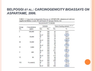 BELPOGGI ET AL.: CARCINOGENICITY BIOASSAYS ON
ASPARTAME, 2006.
 