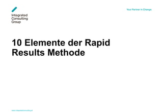 www.integratedconsulting.at 1
10 Elemente der Rapid
Results Methode
 