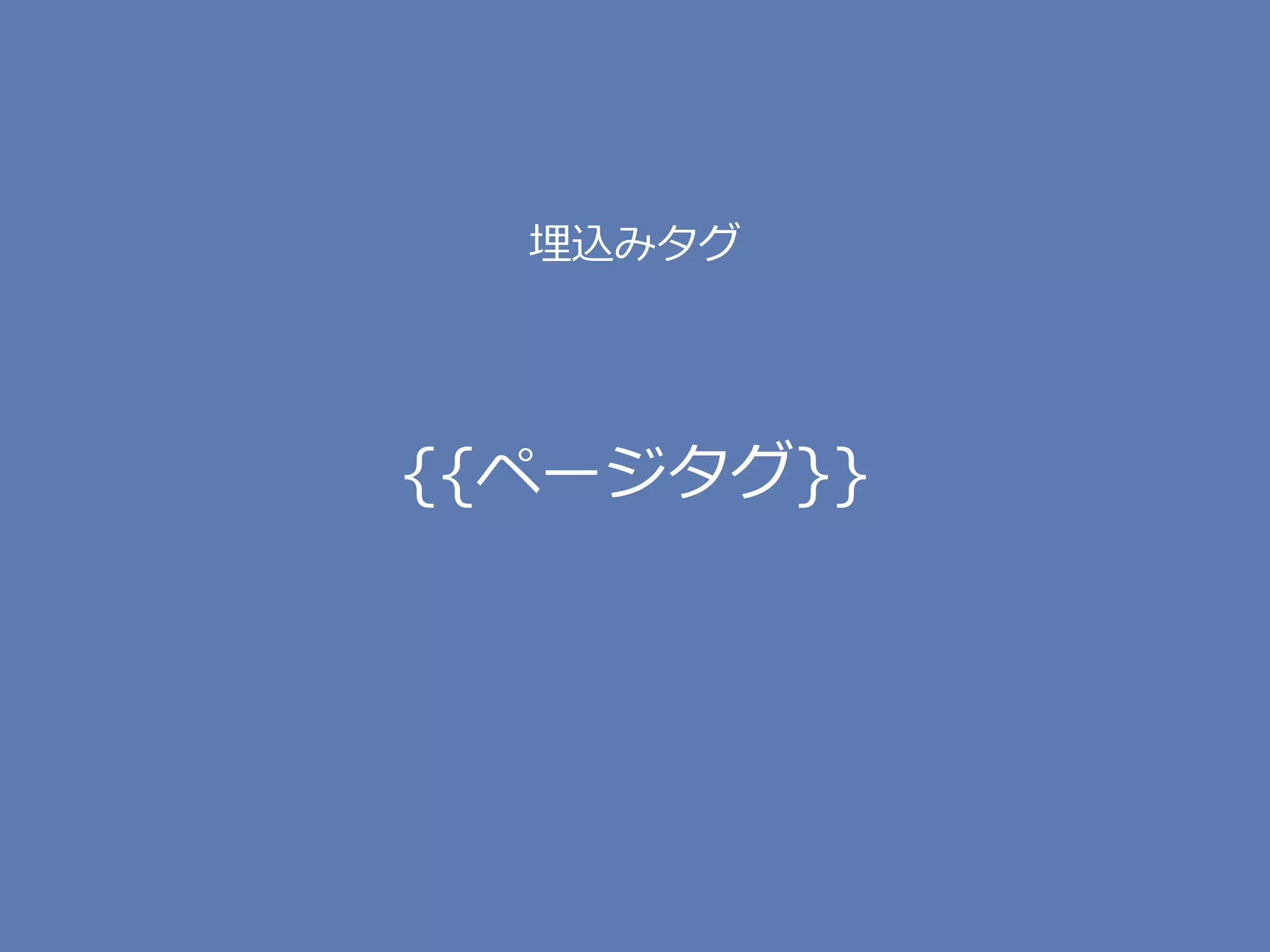 埋込みタグ
{{ページタグ}}
 