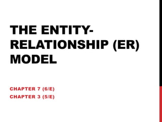 THE ENTITY-
RELATIONSHIP (ER)
MODEL
CHAPTER 7 (6/E)
CHAPTER 3 (5/E)
 