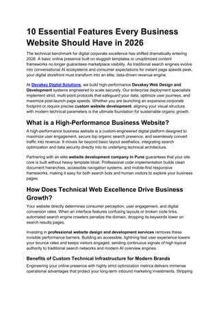 10 Essential Features for High-Performance Business Websites in 2026 | PDF