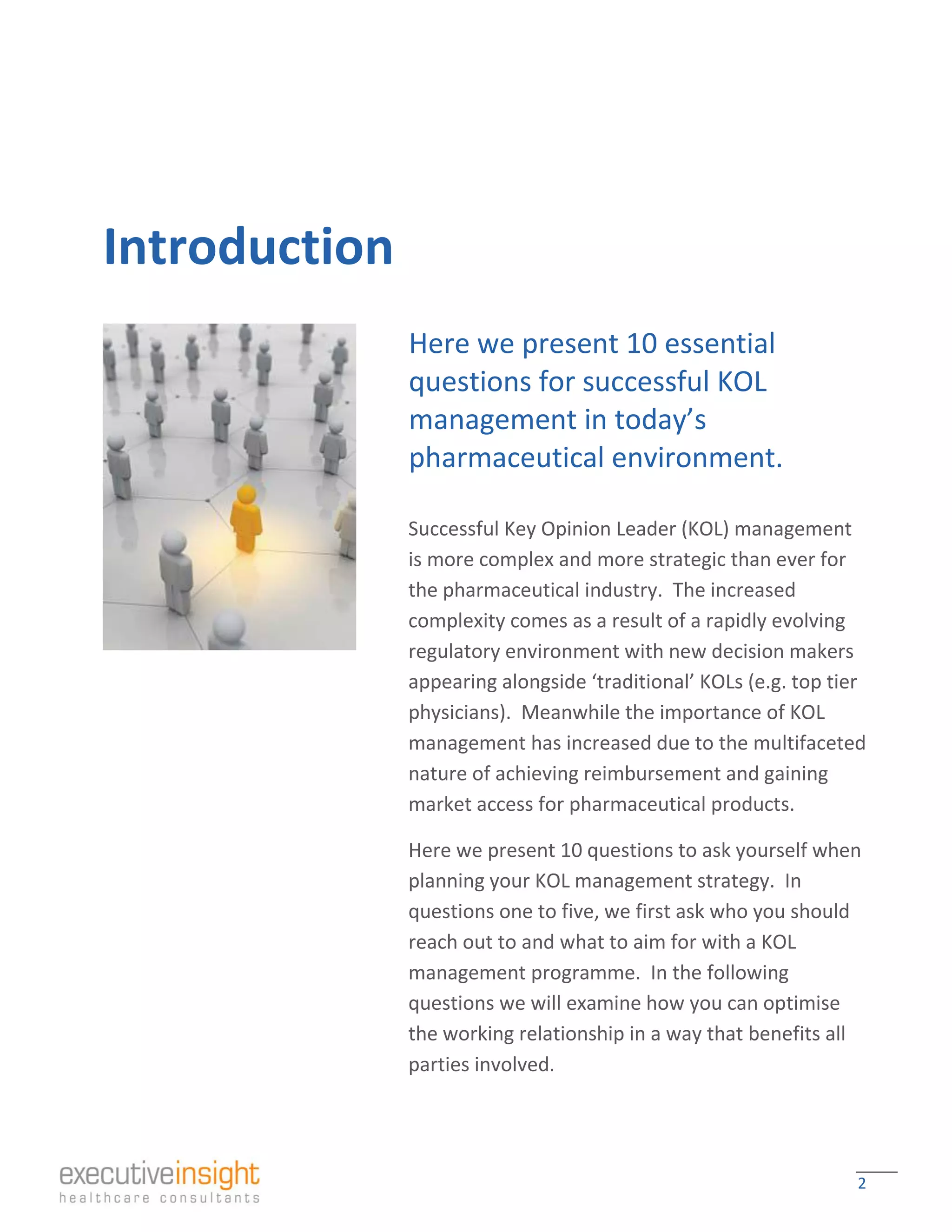 10 essential questions for successful kol management | PDF