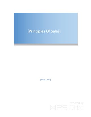[Principles Of Sales]
[Niraj Joshi]
 