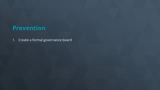 Prevention
1. Create a formal governance board
 