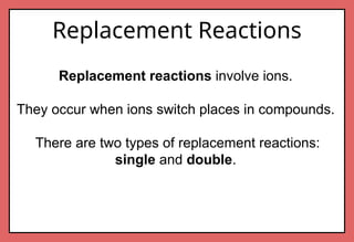 Replacement Reaction Easy Examples Chemistry lesson Types of chemical reactions.pptx