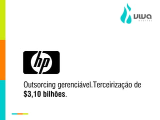 Outsorcing gerenciável.Terceirização de
$3,10 bilhões.
 