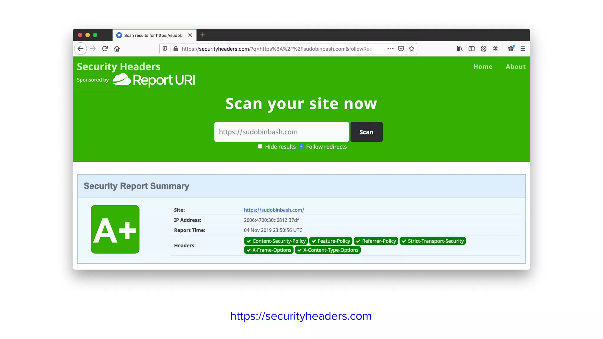 https://securityheaders.com
 