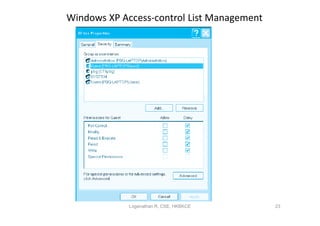 Windows XP Access-control List Management




             Loganathan R, CSE, HKBKCE      23
 