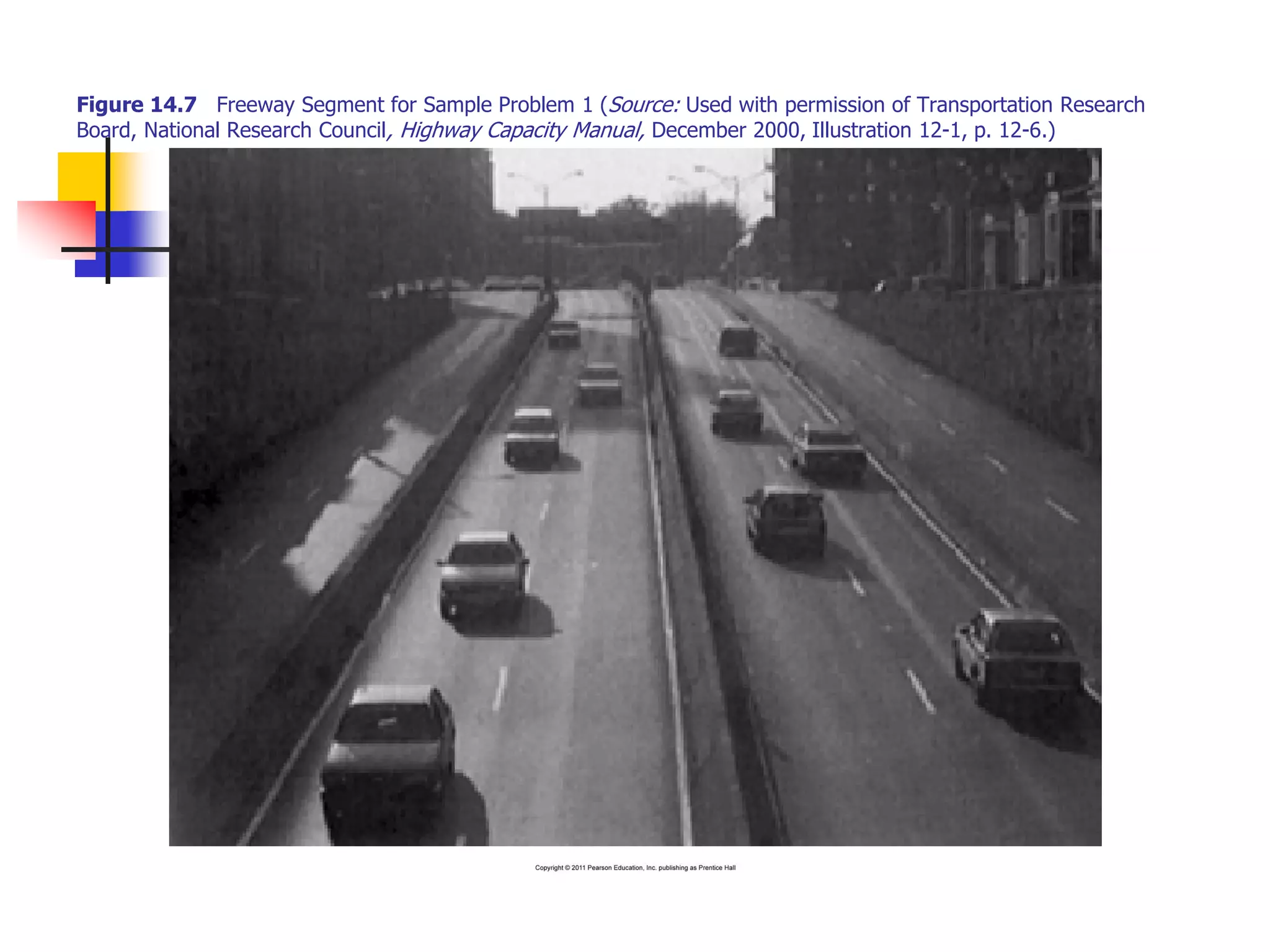 Figure 14.7 Freeway Segment for Sample Problem 1 (Source: Used with permission of Transportation Research
Board, National Research Council, Highway Capacity Manual, December 2000, Illustration 12-1, p. 12-6.)
 