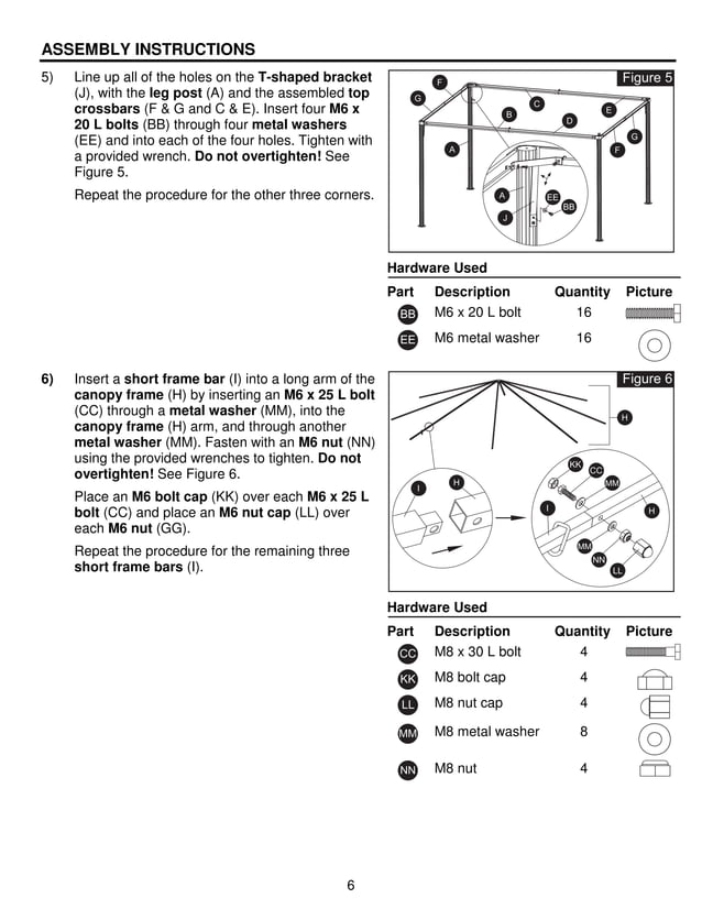 10 ft. x 12 ft. steel gazebo assembly & instructions manuals