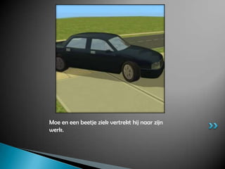 Moe en een beetje ziek vertrekt hij naar zijn werk.