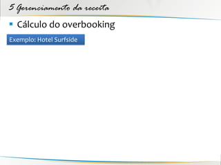 5 Gerenciamento da receita
 Cálculo do overbooking
Exemplo: Hotel Surfside
 