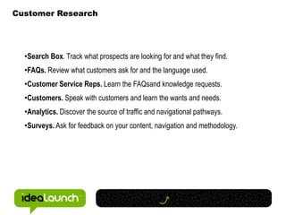 Customer ResearchSearch Box. Track what prospects are looking for and what they find.