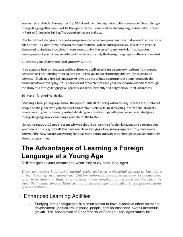 essay about the importance of learning foreign languages