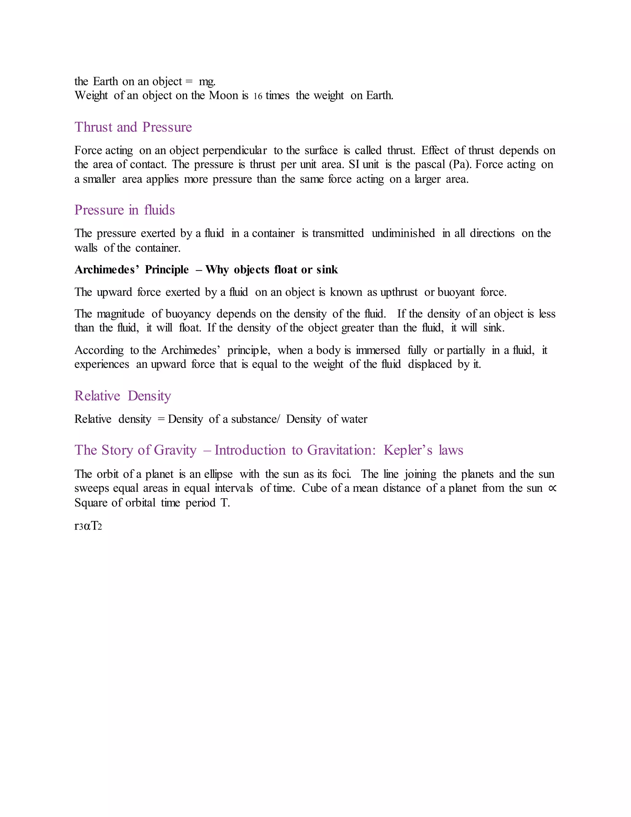 10 gravitation class 9 cbse notes | DOCX
